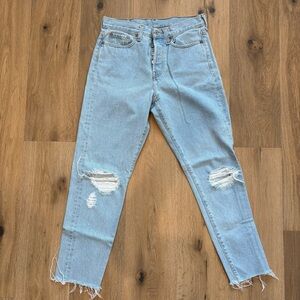Levi's Light Blue High Rise Distressed Jeans